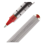 VISION Rollerball Pen, Stick, Fine 0.7 mm, Red Ink, Silver/Red/Clear Barrel, Dozen