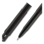 ONYX Rollerball Pen, Stick, Fine 0.7 mm, Black Ink, Black Barrel, Dozen
