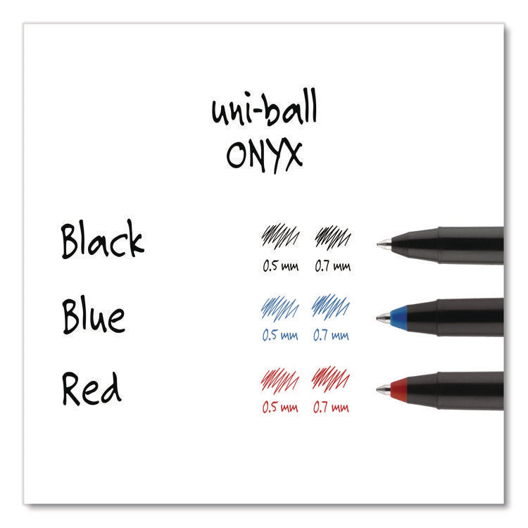 ONYX Rollerball Pen, Stick, Fine 0.7 mm, Red Ink, Black/Red Barrel, Dozen