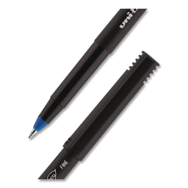 ONYX Rollerball Pen, Stick, Fine 0.7 mm, Blue Ink, Black/Blue Barrel, Dozen