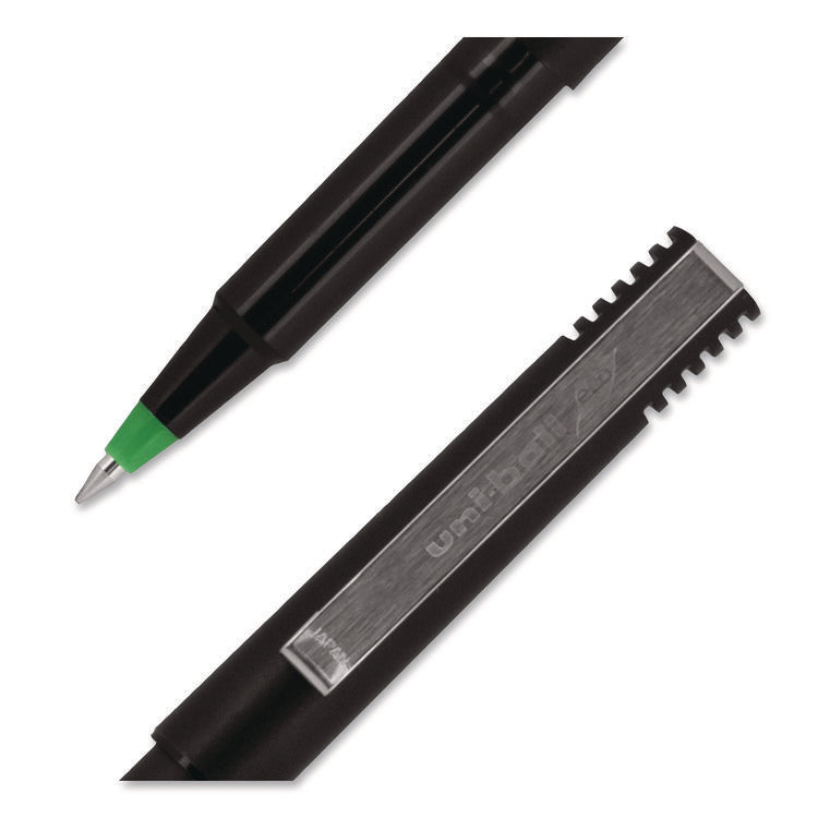 Rollerball Pen, Stick, Extra-Fine 0.5 mm, Green Ink, Black/Green Barrel, Dozen