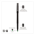 Rollerball Pen, Stick, Extra-Fine 0.5 mm, Green Ink, Black/Green Barrel, Dozen