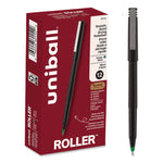 Rollerball Pen, Stick, Extra-Fine 0.5 mm, Green Ink, Black/Green Barrel, Dozen