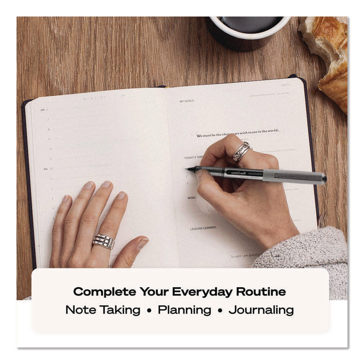 VISION Rollerball Pen, Stick, Fine 0.7 mm, Pink Ink, Silver/Pink/Clear Barrel, Dozen