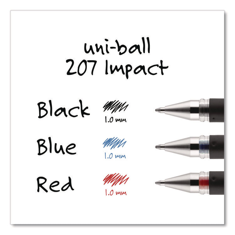 207 Impact Gel Pen, Stick, Bold 1 mm, Red Ink, Silver/Black/Red Barrel