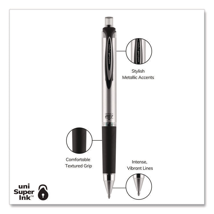 207 Impact Gel Pen, Retractable, Bold 1 Mm, Black Ink, Black Barrel