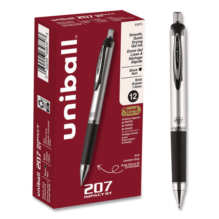 207 Impact Gel Pen, Retractable, Bold 1 Mm, Black Ink, Black Barrel