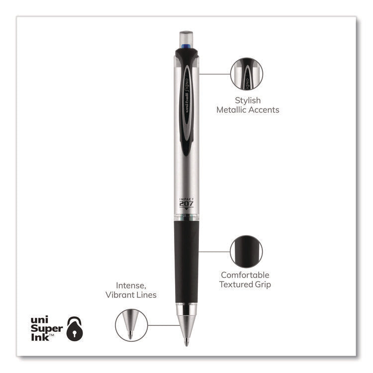 207 Impact Gel Pen, Retractable, Bold 1 Mm, Blue Ink, Black/blue Barrel