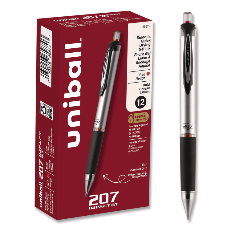 207 Impact Gel Pen, Retractable, Bold 1 Mm, Red Ink, Black/red Barrel