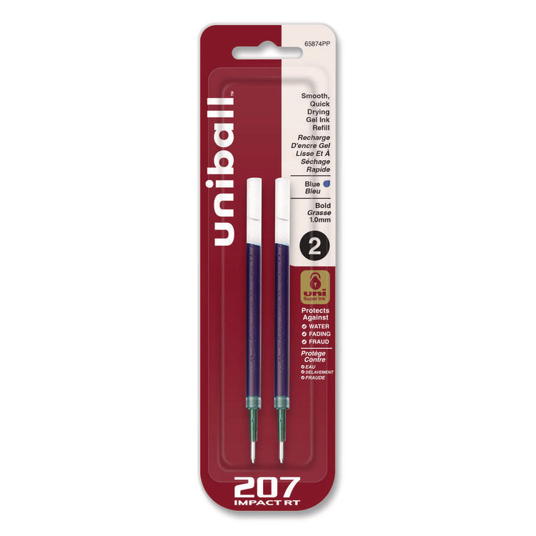 207 Impact RT Gel Retractable Pen Refills, Bold 1 mm Conical Tip, Blue Ink, 2/Pack
