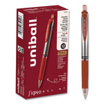 Signo Gel Pen, Retractable, Medium 0.7 mm, Red Ink, Silver/Red Barrel, Dozen