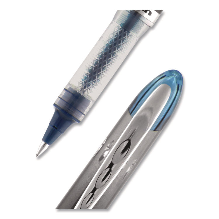 VISION ELITE BLX Series Hybrid Gel Pen, Stick, Extra-Fine 0.5 mm, Blue-Infused Black Ink, Gray/Blue/Clear Barrel