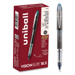 VISION ELITE BLX Series Hybrid Gel Pen, Stick, Extra-Fine 0.5 mm, Blue-Infused Black Ink, Gray/Blue/Clear Barrel