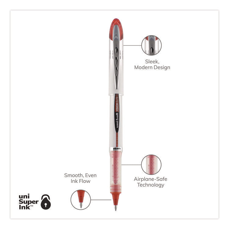 VISION ELITE Hybrid Gel Pen, Stick, Bold 0.8 mm, Red Ink, White/Red/Clear Barrel