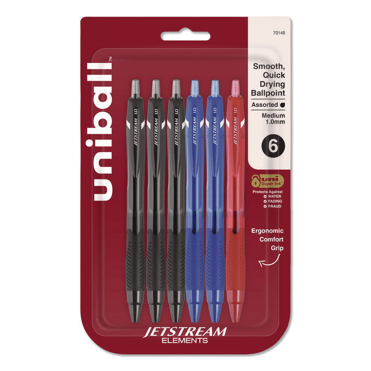 Jetstream Elements Hybrid Gel Pen, Retractable, Medium 1 mm, Assorted Ink and Barrel Colors, 6/Pack