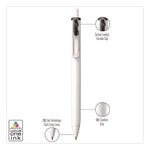uniONE Gel Pen, Retractable, Medium 0.7 mm, Black Ink, White/Black Barrel, Dozen