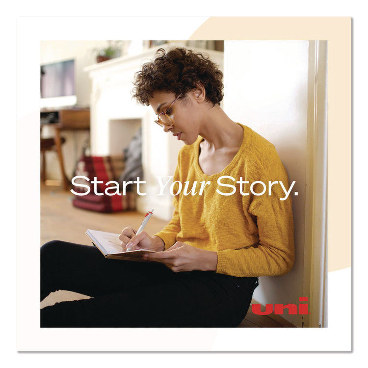 uniONE Gel Pen, Retractable, Medium 0.7 mm, Blue Ink, White/Blue Barrel, Dozen