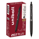 207 Plus+ Gel Pen, Retractable, Medium 0.7 mm, Black Ink, Black Barrel, Dozen