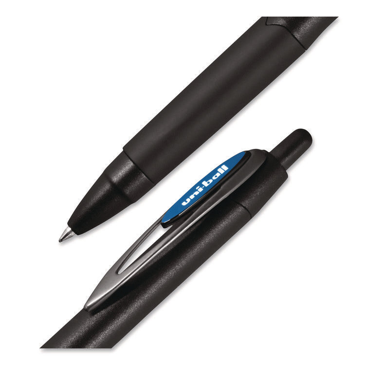207 Plus+ Gel Pen, Retractable, Medium 0.7 mm, Blue Ink, Black Barrel, Dozen