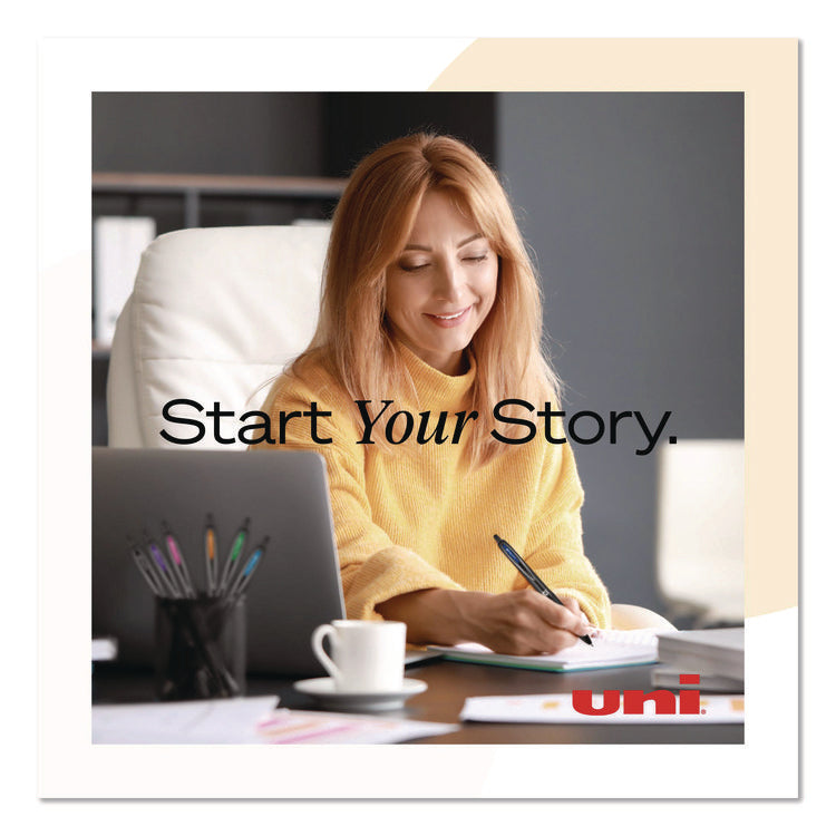 207 Plus+ Gel Pen, Retractable, Medium 0.7 mm, Blue Ink, Black Barrel, Dozen