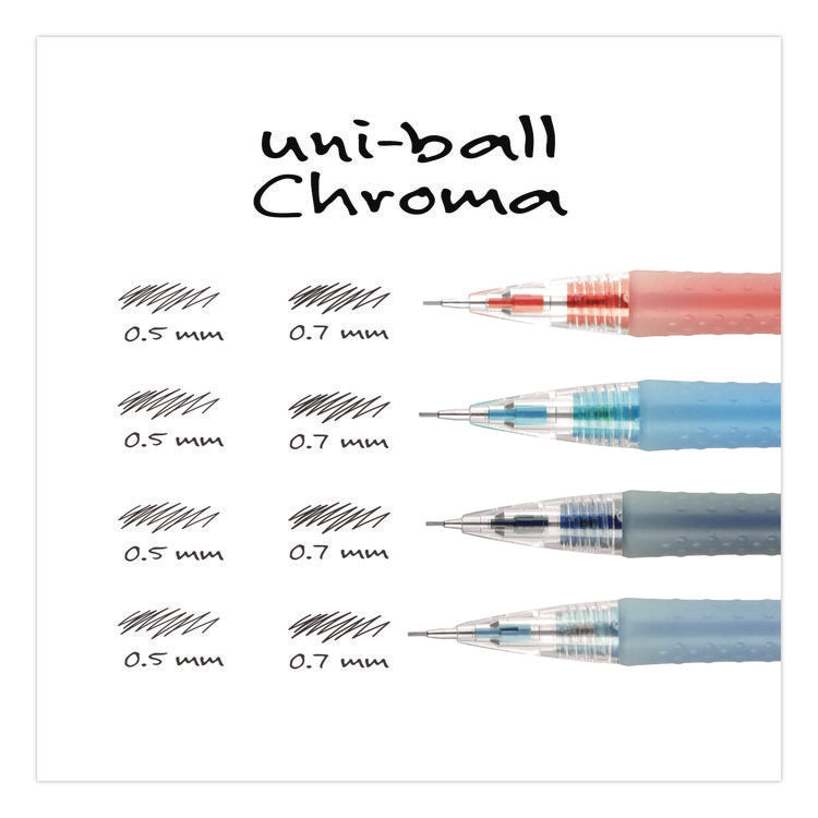 Chroma Mechanical Pencils with Tube of Lead/Erasers, 0.7 mm, HB (#2), Black Lead, Assorted Barrel Colors, 2/Pack