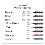 VISION Needle Rollerball Pen, Stick, Fine 0.7 mm, Black Ink, Gray/Clear/Black Barrel, Dozen