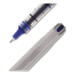 VISION Needle Rollerball Pen, Stick, Fine 0.7 mm, Blue Ink, Gray/Clear/Blue Barrel, Dozen