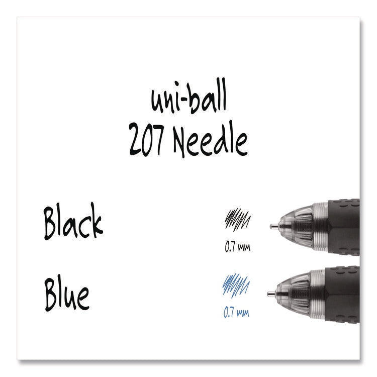Signo 207 Needle Point Gel Pen, Retractable, Medium 0.7 mm, Black Ink, Clear/Black Barrel, Dozen