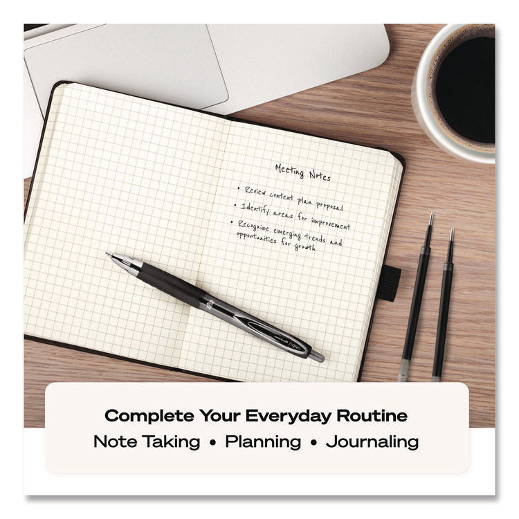 Signo 207 Needle Point Gel Pen, Retractable, Medium 0.7 mm, Black Ink, Clear/Black Barrel, Dozen