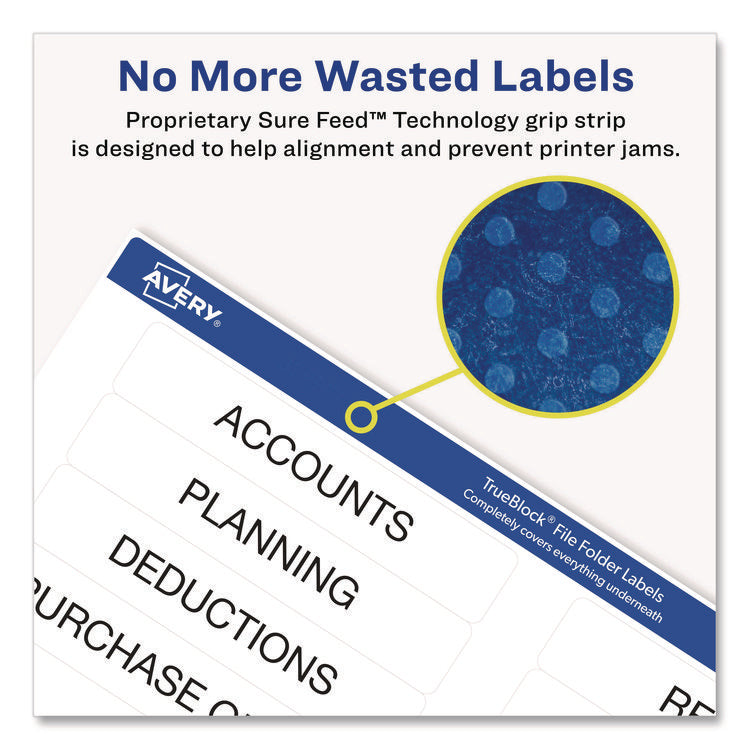 Permanent Trueblock File Folder Labels With Sure Feed Technology, 0.66 X 3.44, White, 30/sheet, 60 Sheets/box