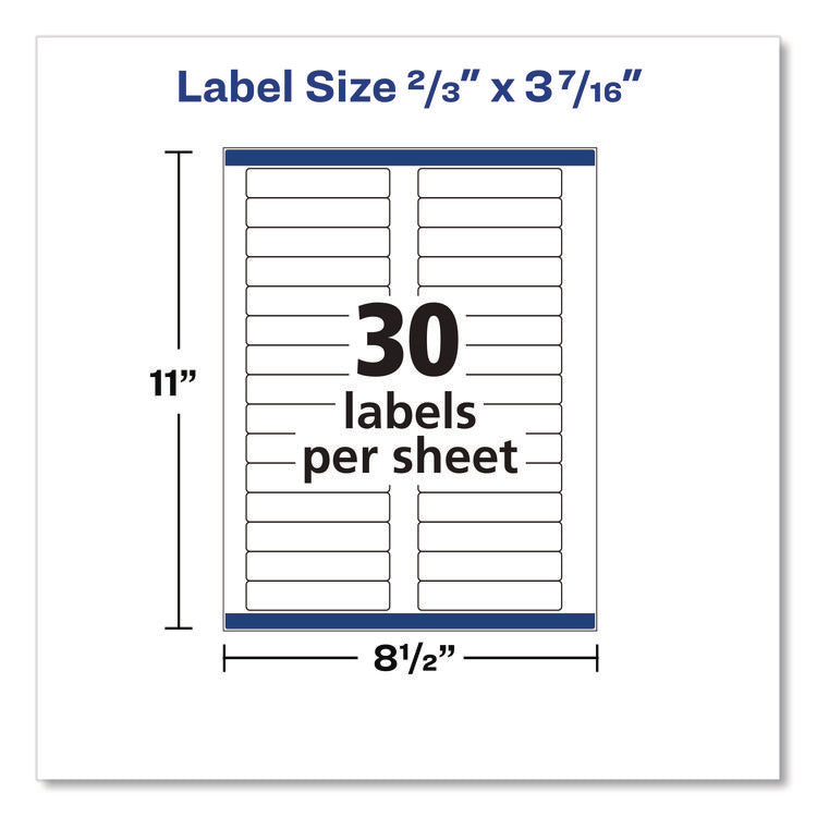 Permanent Trueblock File Folder Labels With Sure Feed Technology, 0.66 X 3.44, White, 30/sheet, 60 Sheets/box