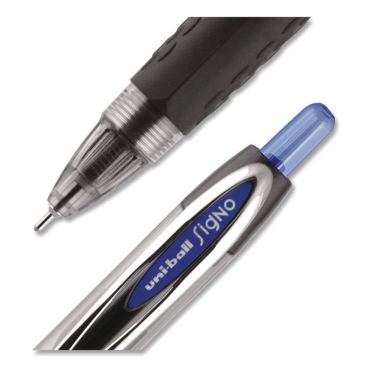 Signo 207 Needle Point Gel Pen, Retractable, Medium 0.7 mm, Blue Ink, Clear/Black/Blue Barrel, Dozen