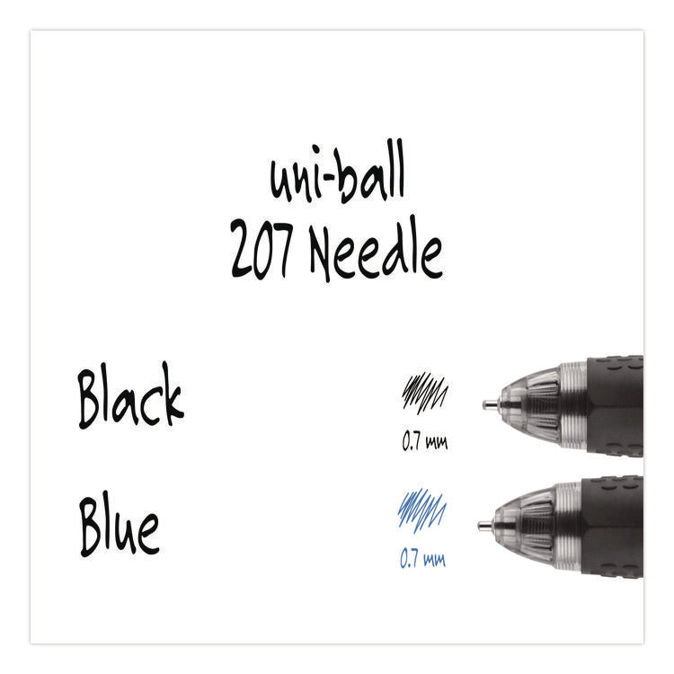 Signo 207 Needle Point Gel Pen, Retractable, Medium 0.7 mm, Blue Ink, Clear/Black/Blue Barrel, Dozen