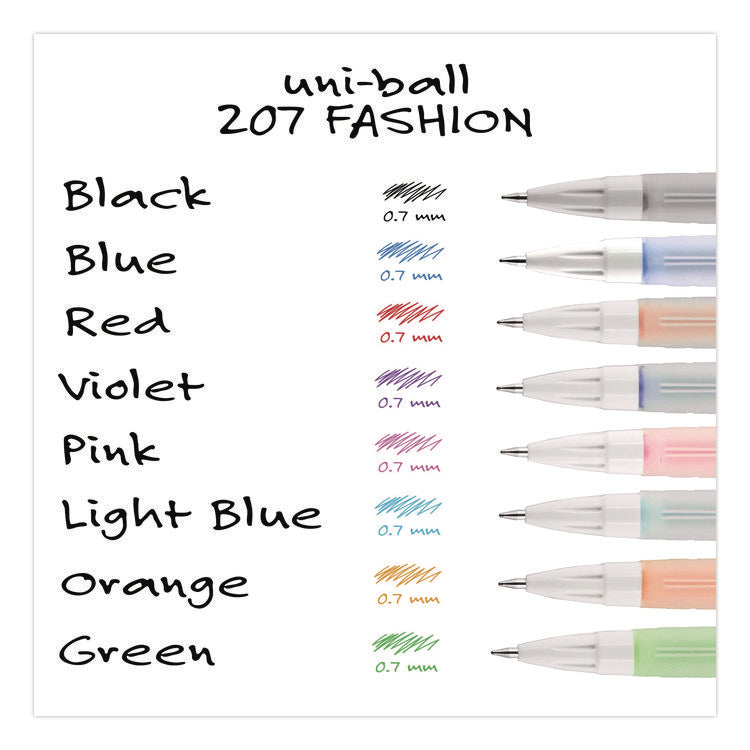Signo 207 Gel Pen, Retractable, Medium 0.7 Mm, Assorted Ink And Barrel Colors, 8/pack