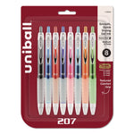 Signo 207 Gel Pen, Retractable, Medium 0.7 Mm, Assorted Ink And Barrel Colors, 8/pack