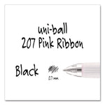 Signo 207 Breast Cancer Awareness Gel Pen, Retractable, Medium 0.7 mm, Black Ink, Translucent Pink/White Barrel, 2/Pack