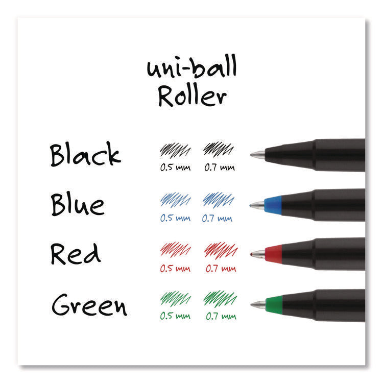 Rollerball Pen, Stick, Extra-Fine 0.5 mm, Black Ink, Black Barrel, 36/Pack