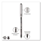 VISION Rollerball Pen, Stick, Fine 0.7 mm, Black Ink, Silver/Black/Clear Barrel, 36/Pack