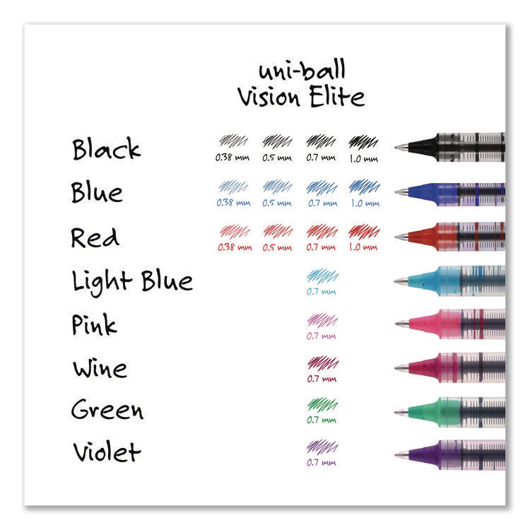 VISION Rollerball Pen, Stick, Fine 0.7 mm, Black Ink, Silver/Black/Clear Barrel, 36/Pack
