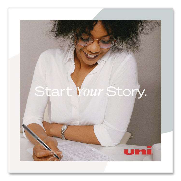 VISION Rollerball Pen, Stick, Fine 0.7 mm, Black Ink, Silver/Black/Clear Barrel, 36/Pack