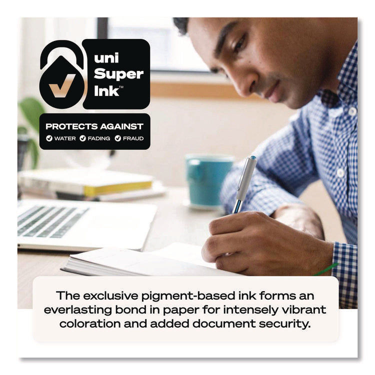 VISION Rollerball Pen, Stick, Fine 0.7 mm, Black Ink, Silver/Black/Clear Barrel, 36/Pack