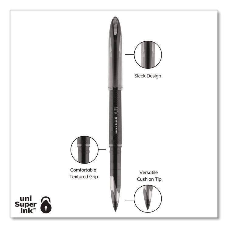 AIR Porous Rollerball Pen, Stick, Medium 0.7 mm, Black Ink, Black Barrel, Dozen