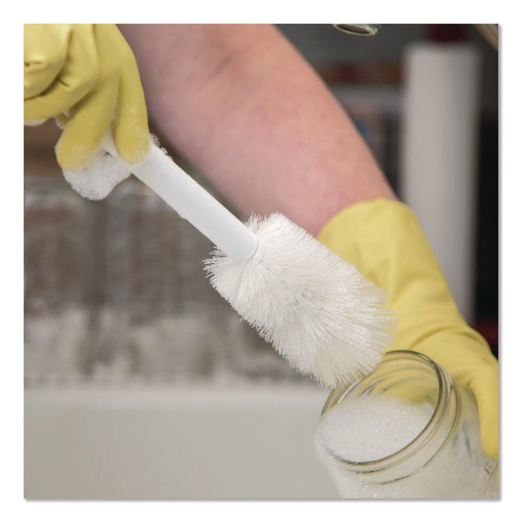 Sparta Handle Bottle Brush, Pint, White Polyester Bristles, 4.5" Brush, 7.5" White Plastic Handle