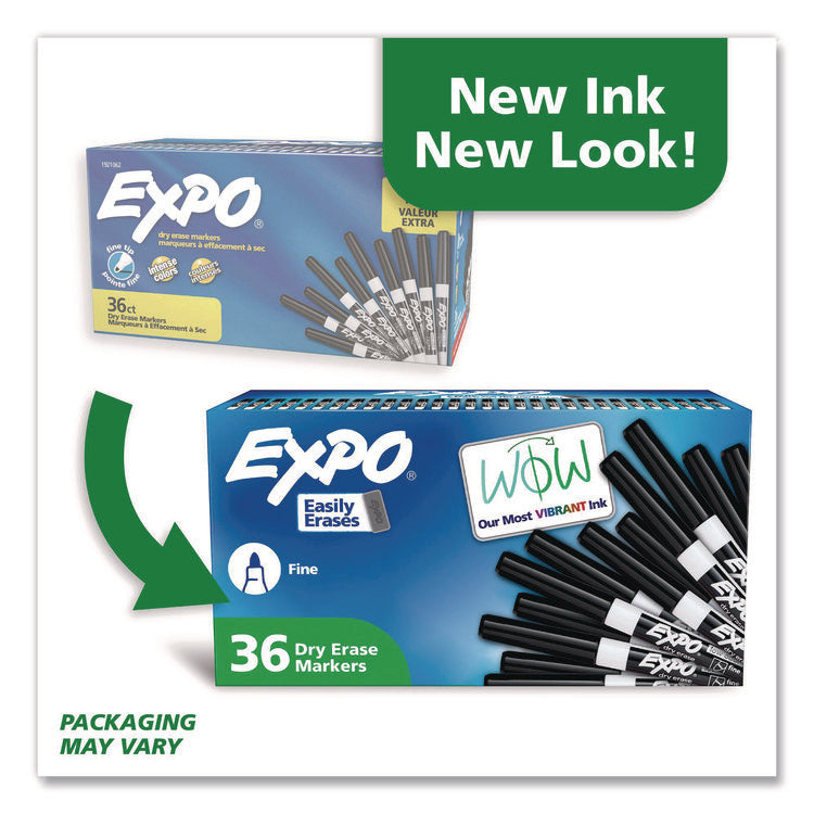 Low-Odor Dry-Erase Marker Value Pack, Fine Bullet Tip, Black, 36/box