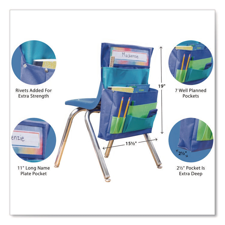 Chair Pocket, 15.5 x 18, Canvas, Blue/Teal/Lime