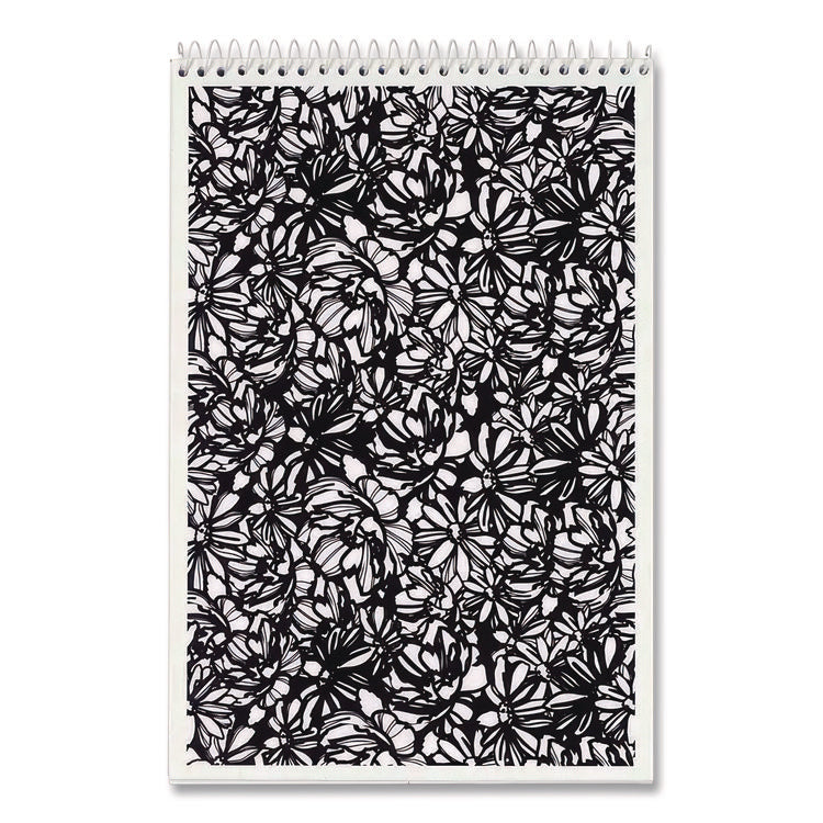 Fashion Steno Pad, Gregg Rule, Assorted Abstract Floral Headband Designs, 80 White 6 X 9 Sheets, 6/pack