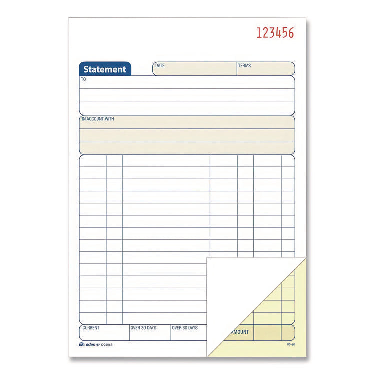 Multipart Statement Pad, Two-Part Carbonless, 5.56 x 7.94, 50 Sets/Pad, 3 Pads/PK