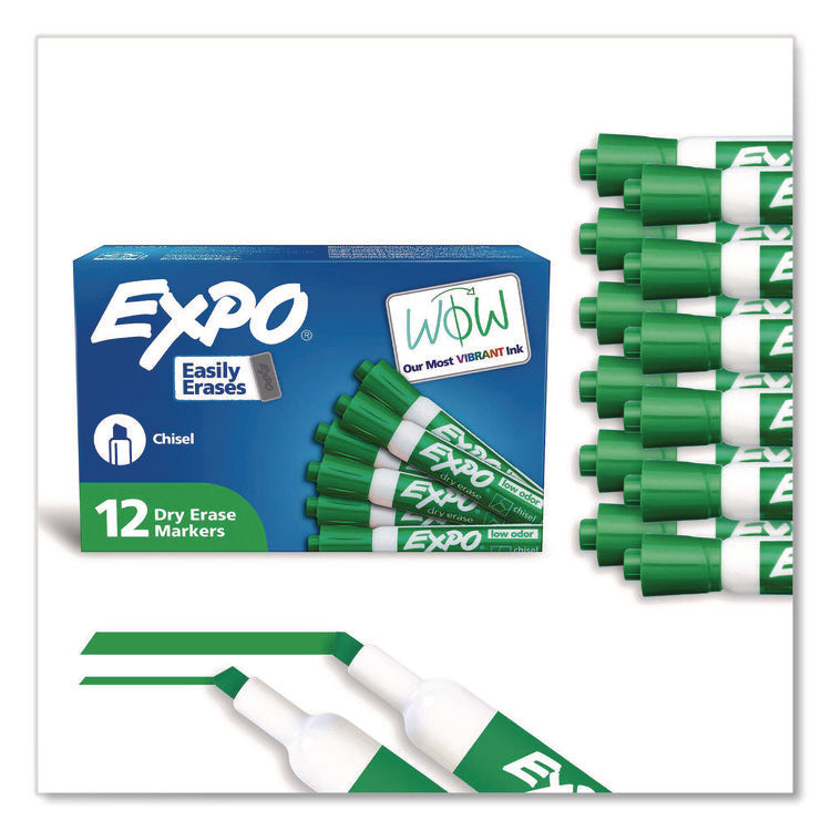 Low-Odor Dry-Erase Marker, Broad Chisel Tip, Green, Dozen