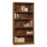 Select Collection Bookcase, Five-Shelf, 35.27w x 13.22d x 69.76h, Oiled Brown