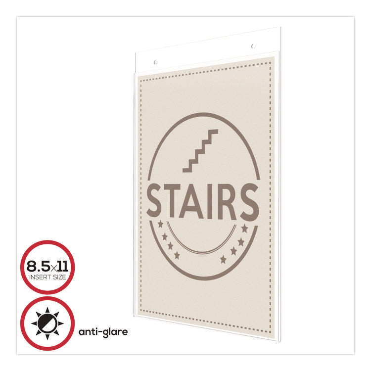 Anti-Glare Wall Mount Sign Holder, 8.5 X 11, Clear